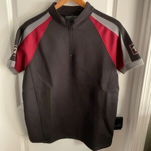 Hunger Games Training Shirt - 1/4 Zip Black & Red Short Sleeve - Size M/L